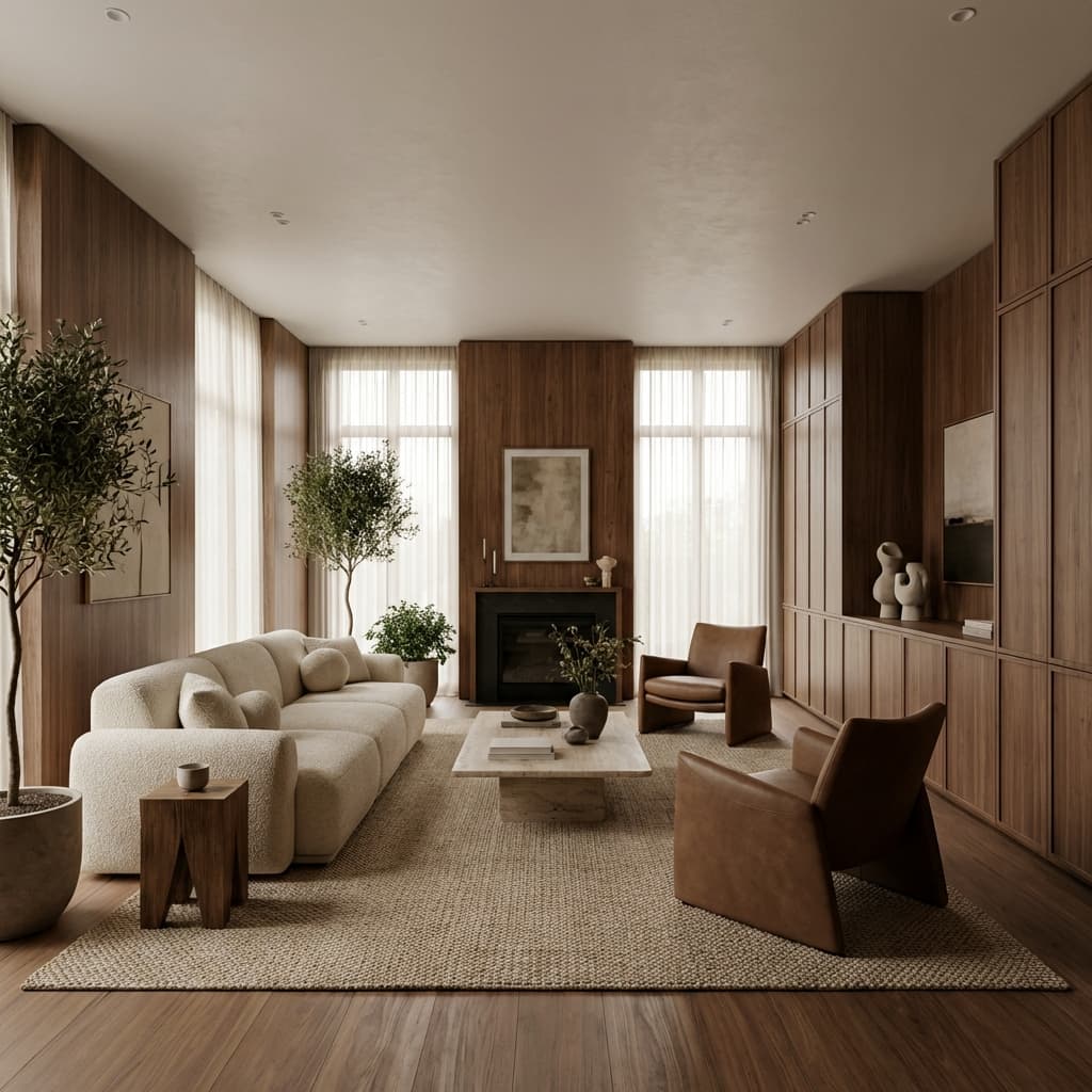 Warm Wood Modern Living Room